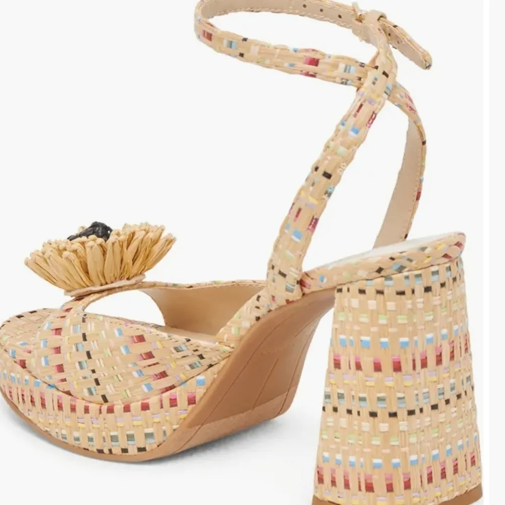 💛🔸️Dolce Vita🔸️PARLIE Pastel Multi Raffia Size Platform Heels  8.5